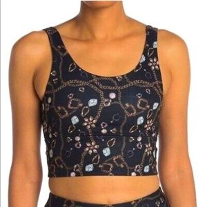 X by Gottex Silhouette Bralette Sports Bra Black Chain Print Women's M